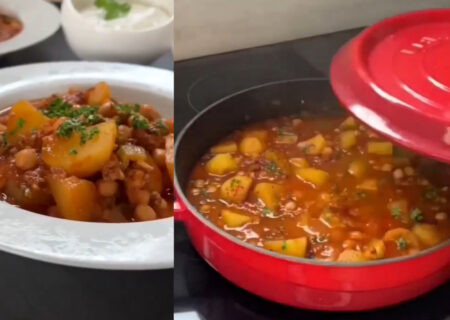 خوراک نخود و گوشت یک غذای خوشمزه + فیلم