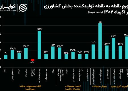 کاهش نقطه به نقطه تورم محصولات کشاورزی در آذر 1402