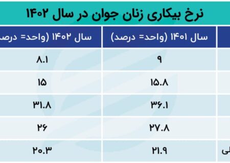 نرخ بیکاری زنان جوان به 30 درصد می رسد