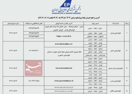 انتشار جزئیات پیش‌فروش بلیت پروازهای اربعین ۴ ایرلاین + جدول