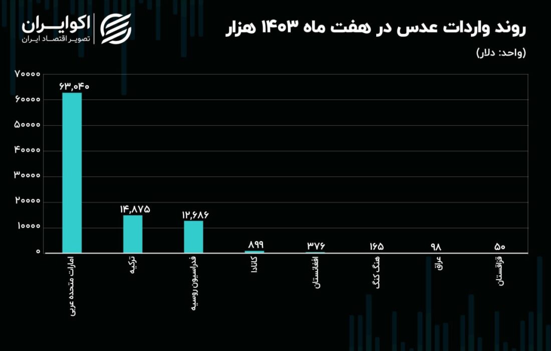 امارات، ترکیه و روسیه؛ تامین‌کنندگان اصلی عدس ایران + نمودار